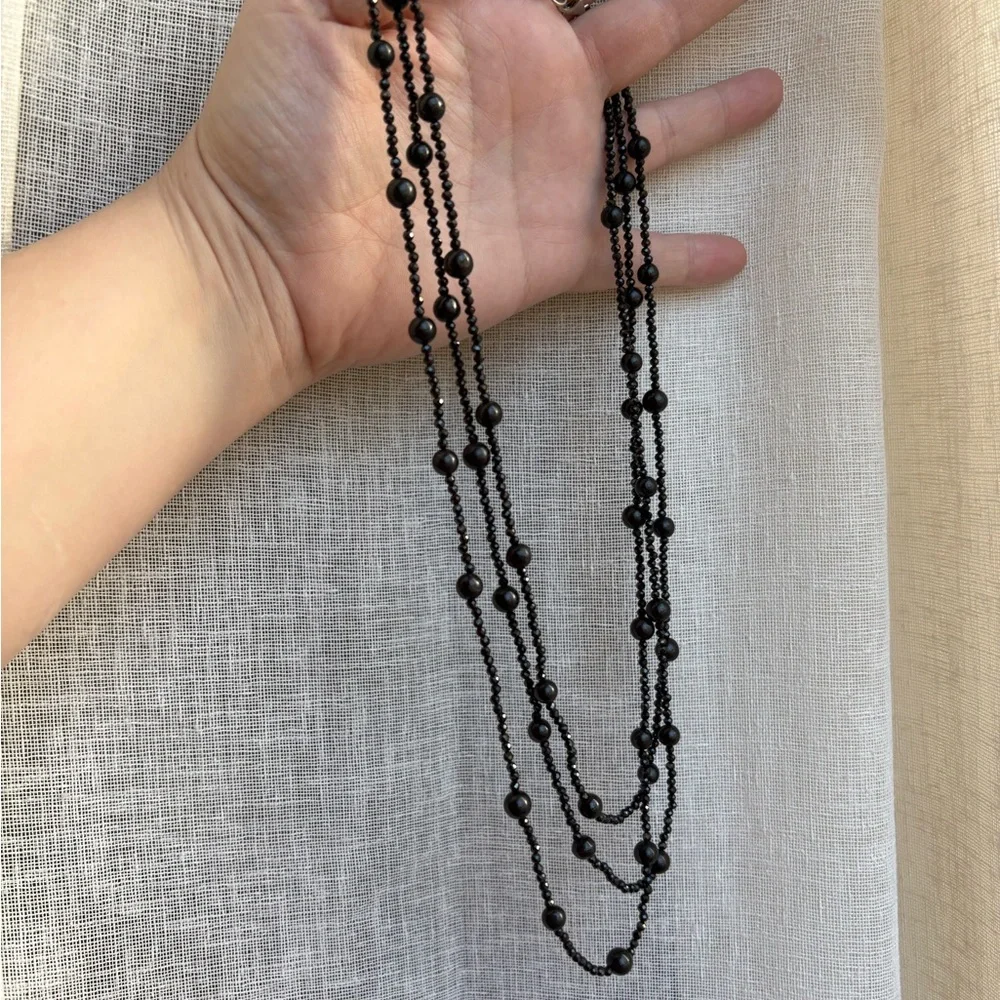 Sparkly black‎ spinel sterling silver necklace